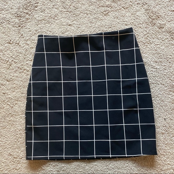Lulus Competitive Advantage Black and White Grid Print Mini Skirt - Picture 2 of 5